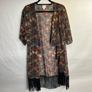 LuLaRoe Colorful Geometric Fringe Swim Coverup